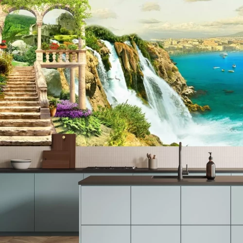 Papier peint  Vue du château et du paysage marin