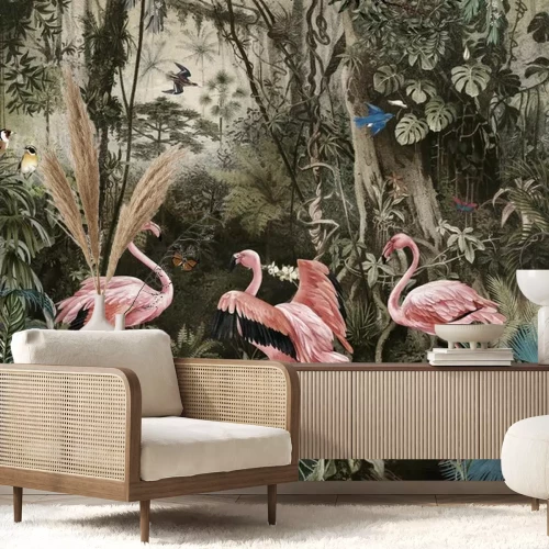 Papier peint  Oiseaux exotiques dans la jungle