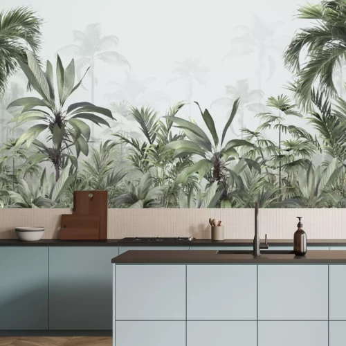 Papier peint  Jungle tropicale de palmiers et de bananiers