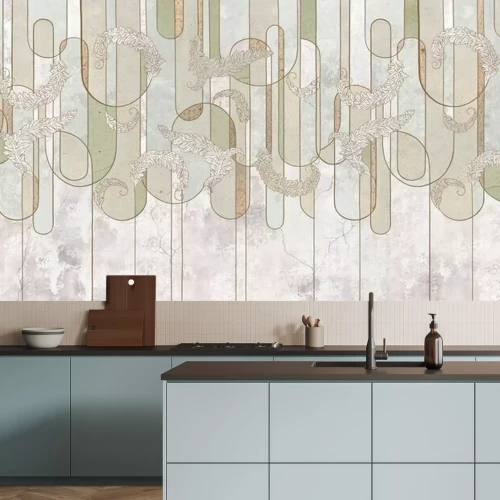 Papier peint  Design in the loft, classic, baroque, modern, rococo style. Graphic geometry on concrete grunge background. Photo wallpaper, mural, wallpaper, card, postcard design.