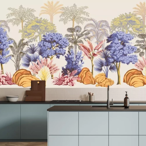 Papier peint  Plantes tropicales colorées dans la jungle