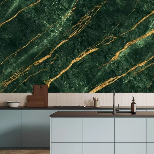 Papier peint  Texture marbrée verte 3D