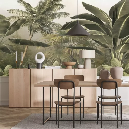 Papier peint  Bananier et palmiers tropicaux