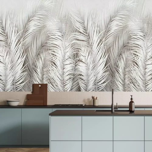 Papier peint  Tropical palm leafs on grunge background. 