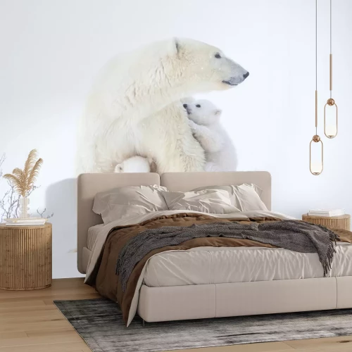Papier peint  Ours polaire avec ses petits