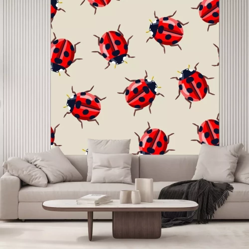 Sticker  Coccinelles sur fond beige