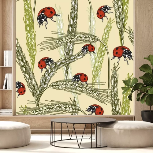 Sticker  Coccinelles sur des épis de céréales