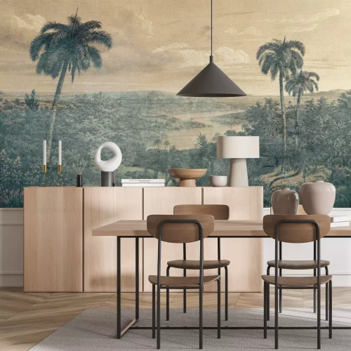 Papier peint  Paysage avec palmiers au style vintage