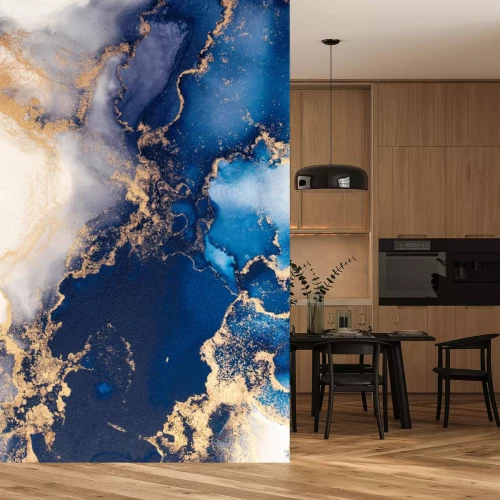 Sticker  Marble ink abstract art from exquisite original painting for abstract background . Painting was painted on high quality paper texture to create smooth marble background pattern of kintsuki ink art .