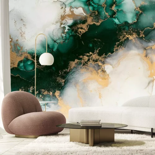 Papier peint  Marble ink abstract art from exquisite original painting for abstract background . Painting was painted on high quality paper texture to create smooth marble background pattern of ombre alcohol ink .