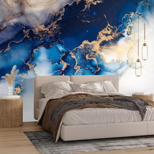 Papier peint  Marbre abstrait bleu et blanc dans un style aquarelle