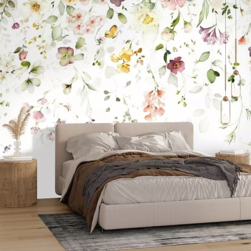 Papier peint  Composition florale d'un jardin suspendu Fleurs