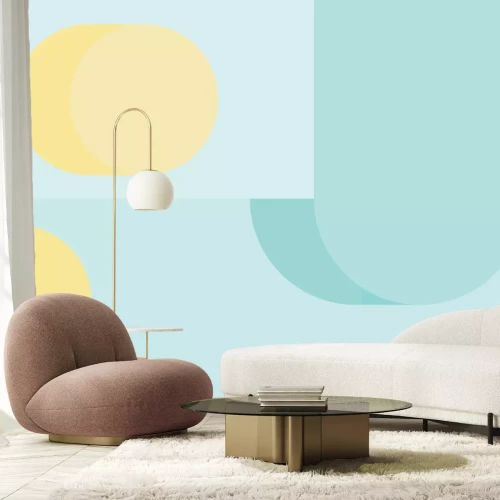 Papier peint  Blocs de couleur menthe et marine