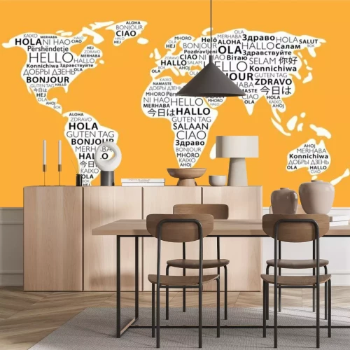 Papier peint  Inscriptions Hello en plusieurs langues comme une carte du monde