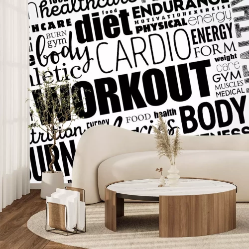 Papier peint  Typographie en noir et blanc pour une salle de sport