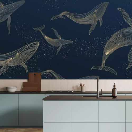 Papier peint  Baleines dans les eaux sombres