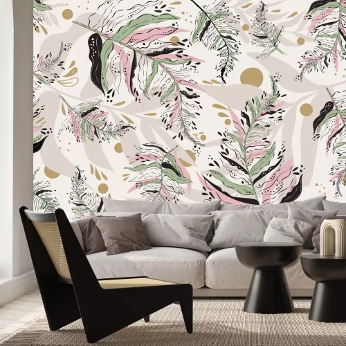 Papier peint  Fougères love boho