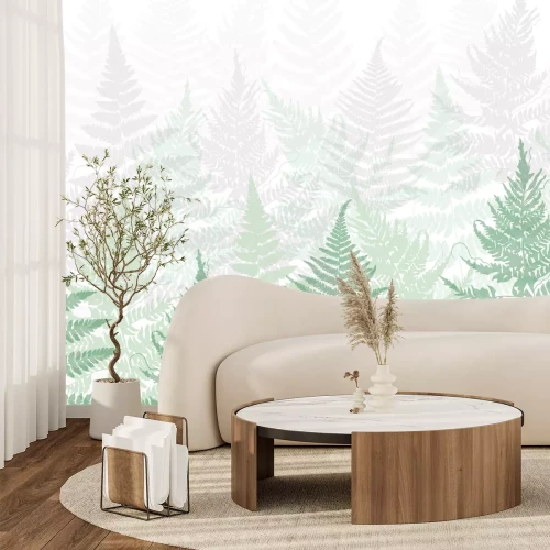Papier peint  Forêt de fougères de couleur verte
