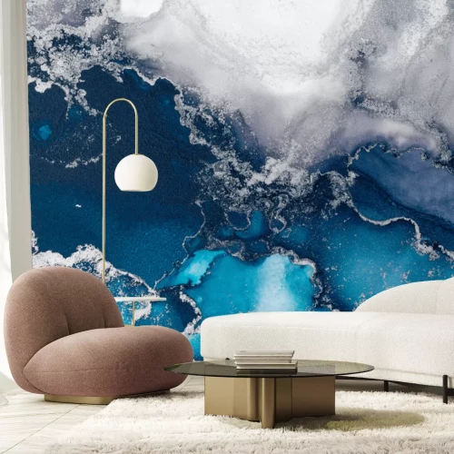 Papier peint  Composition moderne abstraite en marbre bleu
