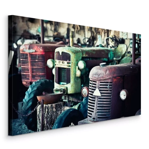 Tableau  Vieux tracteurs rouillés