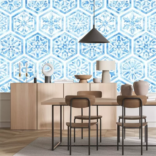 Sticker  Ornement aquarelle marocaine hexagonale