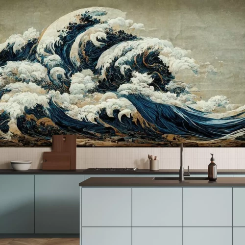 Sticker  Vague de mer artistique