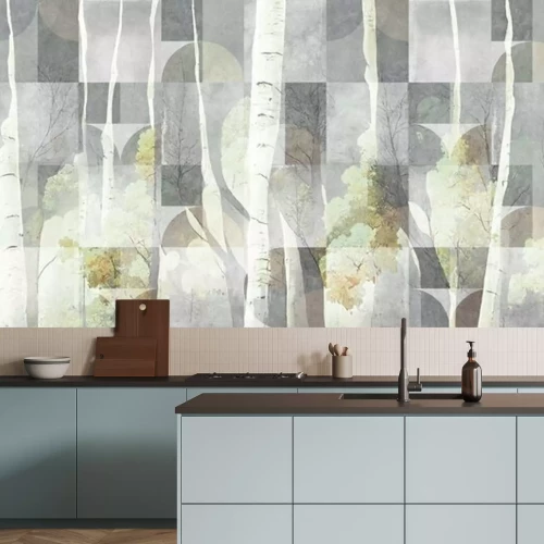 Papier peint  Artistic forest with yellow, watercolor greenery, can be used as invitation card or wallpaper. Mural.