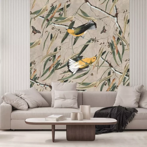 Sticker  Deux oiseaux dans le fourré