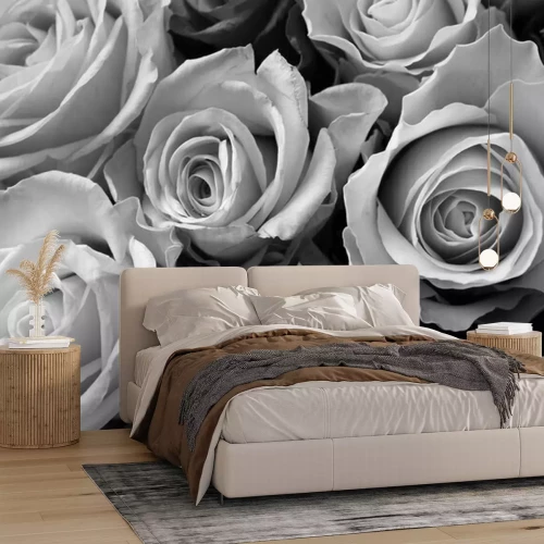 Papier peint  Bouquet de roses noir et blanc
