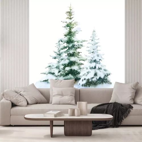 Sticker  Sapins de Noël recouverts de neige
