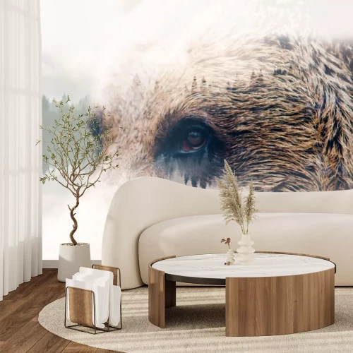 Papier peint  Portrait abstrait d'un ours aux yeux sauvages