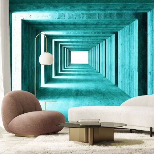 Papier peint  Un tunnel en béton créant une illusion d'optique 3D