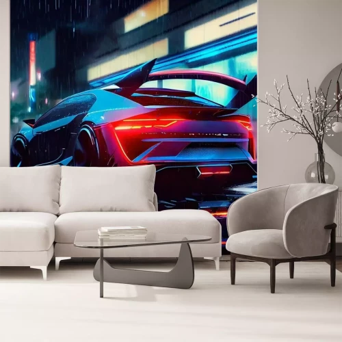Papier peint  Voiture de sport avec feux rouges