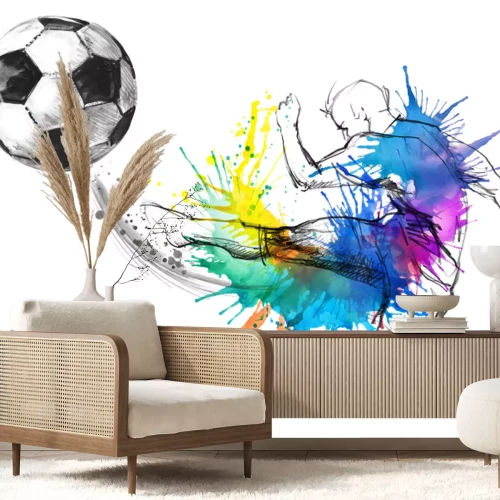 Sticker  Dessin à l'aquarelle d'un footballeur