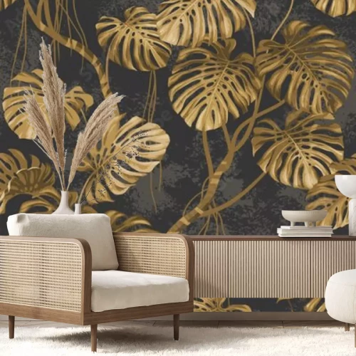 Sticker  Feuilles de monstera cuivrées