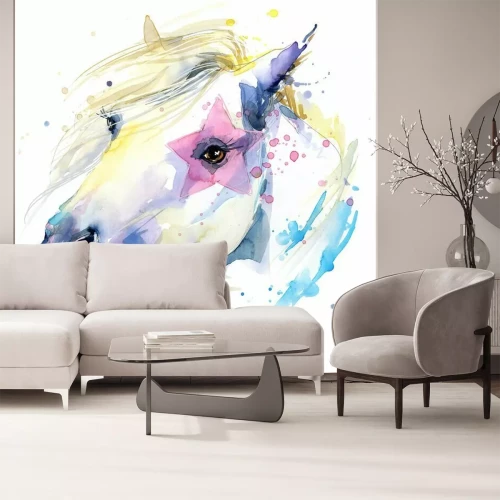 Sticker  Un cheval blanc avec une étoile rose