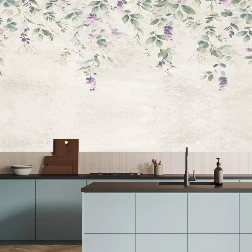 Papier peint  Compositions aquarelles avec des fleurs de lavande