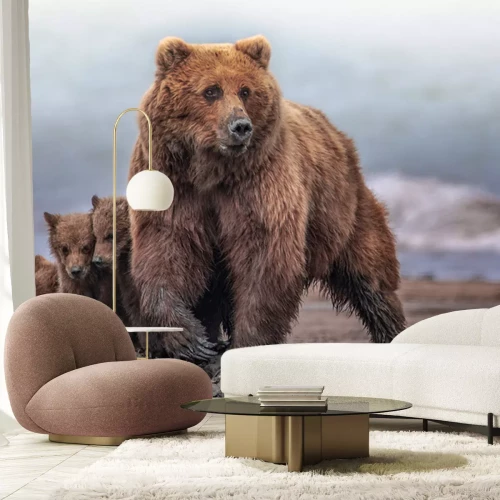 Papier peint  Une mère ourse avec ses oursons dans leur habitat naturel