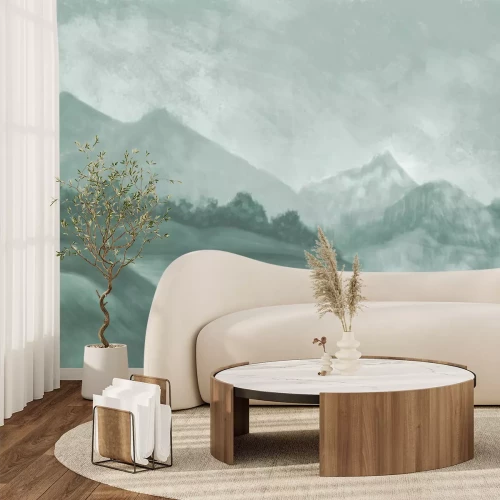 Papier peint  Collines vertes dans un paysage pittoresque