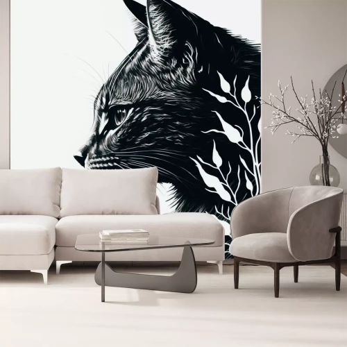 Sticker  Chat noir et mites végétales