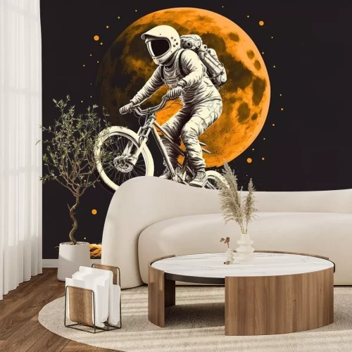 Sticker  Cosmonaute à vélo dans l'espace de l'univers