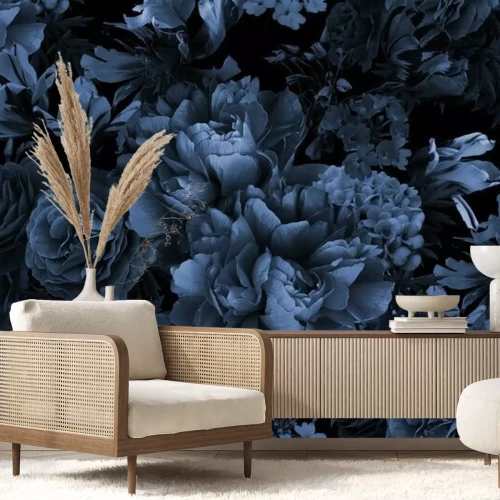 Papier peint  Jardin bleu foncé