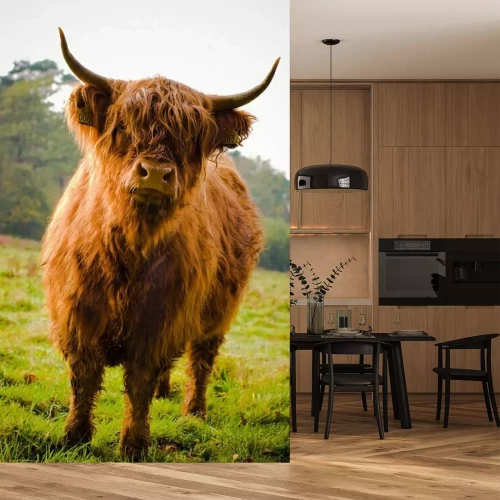 Papier peint  Race écossaise des plateaux dans l'herbe