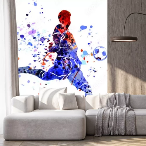 Sticker  Un joueur de football lors d'un match tire d'une volée