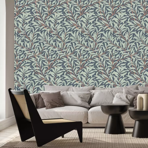 Papier peint  Rameaux et feuilles sur un fond sombre