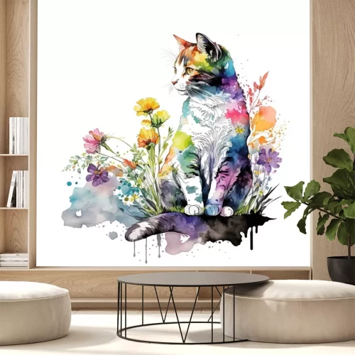 Sticker  Chat sur le pré