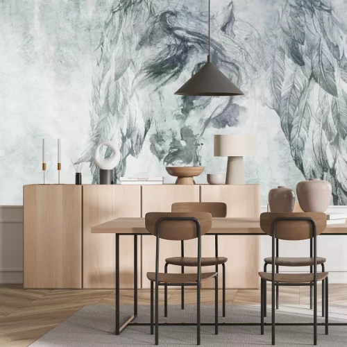 Papier peint  Portrait abstrait d’un cheval sur un mur en béton