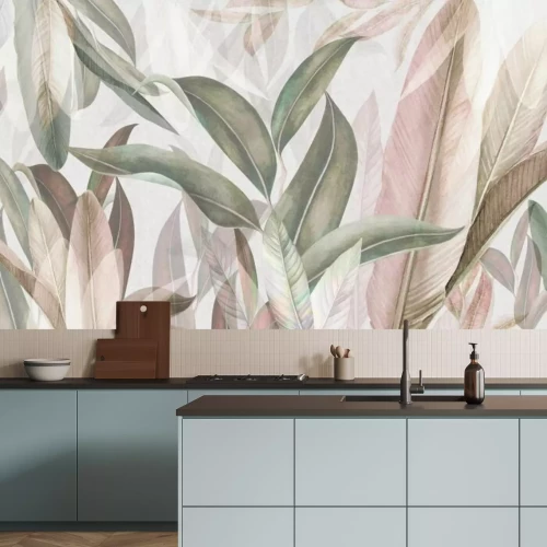 Papier peint  Feuilles longues aux couleurs pastel