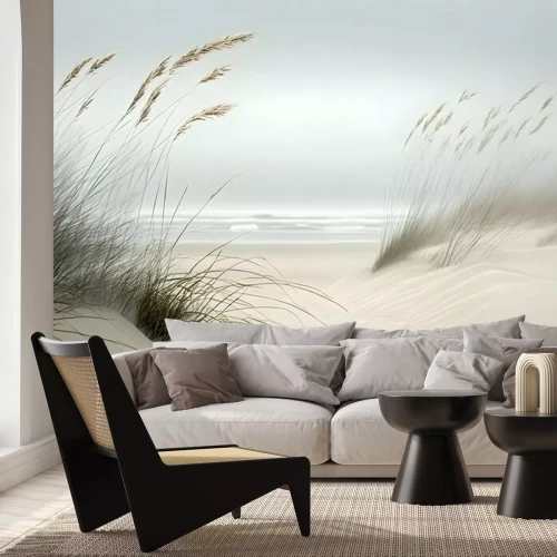 Papier peint  Plantes sur les dunes de sable avec vue sur la mer