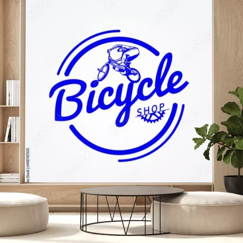 Sticker  Symbole de magasin de vélo bleu